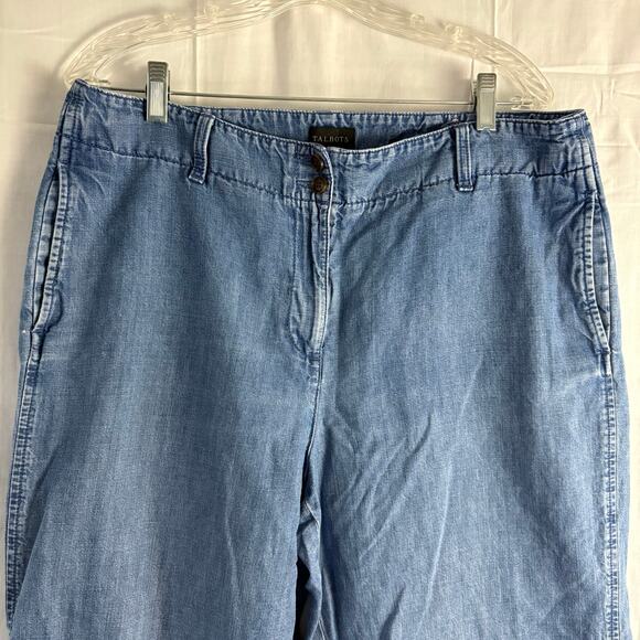 Talbots New England Chino Chambray Denim Wide Leg Pants Size 14 - Picture 7 of 7